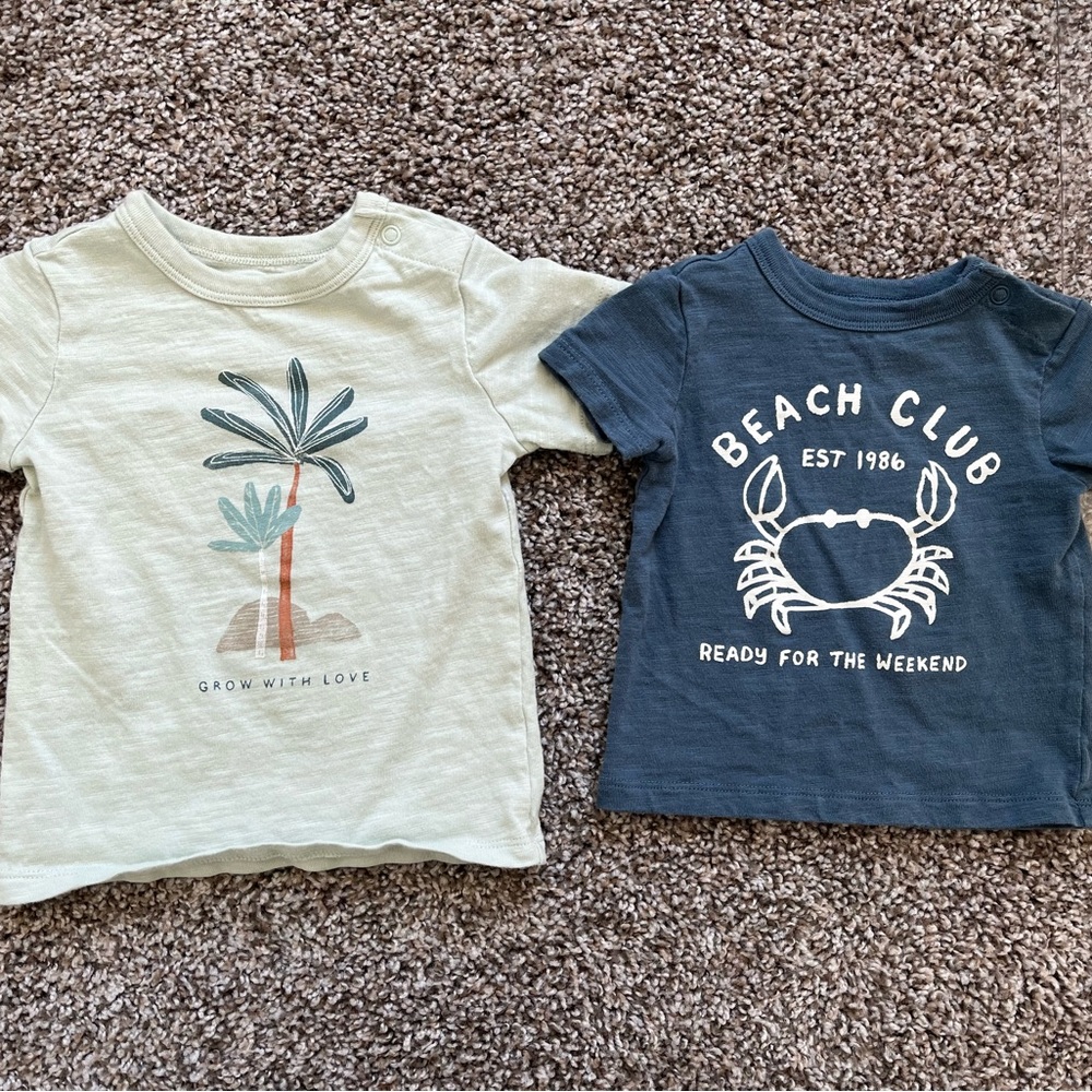 Lightly worn Little Co. by Lauren Conrad T-Shirts, Blue 3 m and Green 9 m.